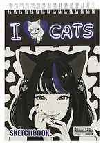 Скетчбук А5 60л "Скетчбук Аниме I love cats" гребень, белый офсет, 120г/м2