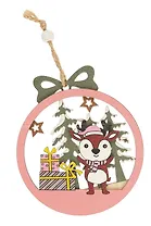 Новогоднее подвесное украшение Олененок в шаре (дерево) (9х10 см) (12-06942-NY-2)