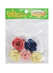 Декор Розочки ассорти большие (00009738) (5шт) (d=4см) (упаковка)