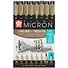 Ручки капиллярные черные 08шт "Pigma Micron"  0.2мм, 0.25мм, 0.3мм, 0.35мм, 0.45мм, 0.5мм, brush, PN - 0