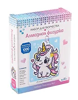 Алмазная фигурка с магнитом и ленточкой "Розовый единорог"