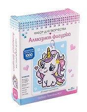 Алмазная фигурка с магнитом и ленточкой "Розовый единорог"