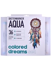 Маркеры акварельные 36цв Aqua Pro Colored Dreams , к/к, Sketchmarker