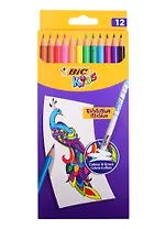 Карандаши цветные Bic, Evolution Illusion, 12 цветов с ластиком
