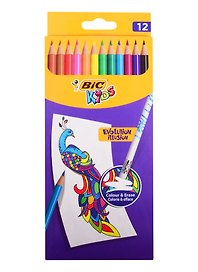Карандаши цветные с ластиком «Evolution Illusion», Bic, 12 цветов