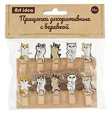 Прищепки декоративные с веревкой "Коты", 10 штук