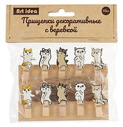 Прищепки декоративные с верёвкой «Коты», 10 штук, Art idea