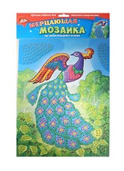 Самокл. мерцающая мозаика из мягк. пласт. Павлин (C1573-28) (набор д/творч.) (упаковка)