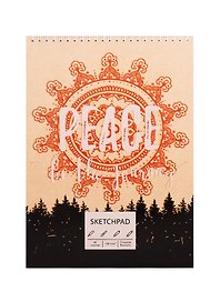Скетчбук А4 40л "Peace", 120г/м2, обложка крафт картон, евроспираль