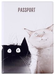 Обложка для паспорта Коты Дуэт (ПВХ бокс)