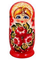 Матрешка 5 в 1 средняя (Цветы, Эскиз 51, Бордовые лепестки на красном)