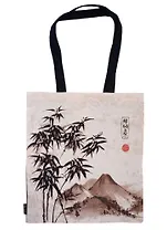 Сумка-шоппер Японская живопись (бежевая) (текстиль) (40х32)