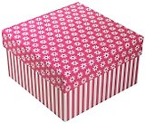 Коробка подарочная "Ромашки c полосками" фуксия, 15*15*8.5см