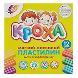 Пластилин 12 цветов 180г "Кроха" восковой, мягкий, Луч