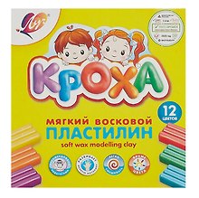 Пластилин «Кроха», 12 цветов, 180 г, восковой, мягкий, Луч