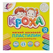 Пластилин 12 цветов 180г "Кроха" восковой, мягкий, Луч