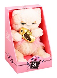 Мягкая игрушка Angel Collection Киска Персик с рыбкой (24 см) (681854) (коробка)