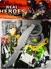 Игровой набор «Набор солдата» (солдатик (18см), нож, бинокль, пистолет, пули, наручники, фляжка, фотоаппарат)