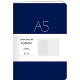 Книга для записей А5 80л лин. "Format" син.иск.кожа, интегр.переплет, тиснение фольгой, скругл.углы, инд.уп.