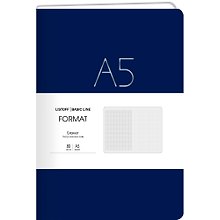 Книга для записей А5 80л лин. "Format" син.иск.кожа, интегр.переплет, тиснение фольгой, скругл.углы, инд.уп.