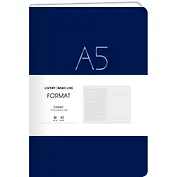 Книга для записей А5 80л лин. "Format" син.иск.кожа, интегр.переплет, тиснение фольгой, скругл.углы, инд.уп.