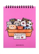 Скетчбук А6+ 125*160 40л "Возьми кота" белый офсет, 100г/м2, тв.обложка, евроспираль