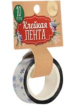 Декоративная клейкая лента голографическая Снежинки (1,5 см х 10 м) (1400272) (АртУзор)
