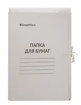 Папка на завязках А4 белая, мелованный картон 380г/м2, GoodMark