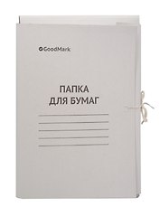 Папка на завязках А4 белая, мелованный картон 380г/м2, GoodMark