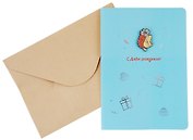 Открытка со значком Ежик с ромашкой С Днем рождения! (15х11) (конверт) (картон, металл)