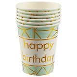 Набор бумажных стаканов Happy birthday на мятном фоне (6 шт) (12-01582-E1)