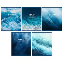 Тетрадь 48л кл. "Ocean" мел.картон, мат.лам, выб.лак, скрепка, скругл.углы, ассорти