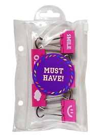 Зажимы для бумаг «Настроение» Must Have!, 32 мм, 5 штук, розовые