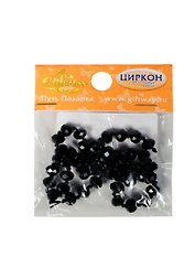 Натур. камни Циркон черный (скрепл. бусины) (00009443) (40шт) (8х5мм) (упаковка)