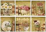 Декупажная карта Цветочные горшки и книги (27-0007) (А4)
