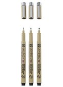 Ручки капиллярные черные 03шт "Pigma Micron" 0.5мм, 0.6мм, 0.7мм - 1
