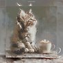Алмазная мозаика "Котик меломан" 30*30 см