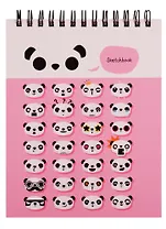 Скетчбук А6+ 125*160 40л "Панды" белый офсет, нелинованн., 100г/м2, тв.обложка, евроспираль