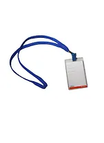 Бейдж 63*105 вертикальный, ПВХ, с клипсой на шнурке, Berlingo