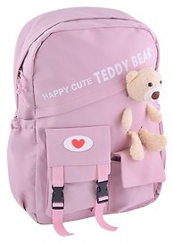 Рюкзак школьный «Happy Cute» с игрушкой, 40 см, полиэстер