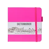 Скетчбук 12*12 80л "Sketchmarker"  фуксия яркая, 140г/м2, слоновая кость, тв.обл.