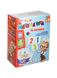 Математика на магнитах «Маша и Медведь» 48 магнитов, карточки с заданиями, Vladi Toys