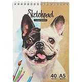 Скетчбук А5 40л 48л "Бульдог" белый офсет, крафт. бумага 80г/м2, карт.обл., гребень