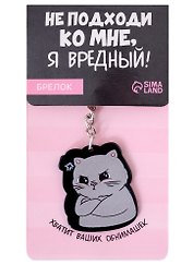 Брелок Котик Я вредный (ПВХ) (7х12)