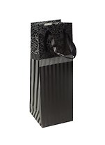 Пакет подарочный бумажный 12*39*9 "Узоры и полосы черный", бутылочный, мат. ламинат, Хансибэг