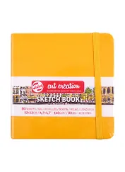 Скетчбук 12*12 80л "Art Creation" желтый, 140г/м2, слоновая кость, тв.обл., Royal Talens