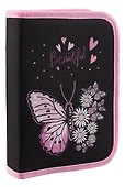 Пенал с наполнением «Flower butterfly», 1 отделение, 24 предмета, 21х14 см, Brauberg - 0