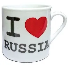 Сувенир АКМ Магнит-кружка половинка I LOVE RUSSIA фарфор