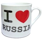 Сувенир АКМ Магнит-кружка половинка I LOVE RUSSIA фарфор