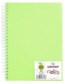 Блокнот для эскизов А5 50л "Notes" 120г/м2, зел.пласт.обл, спираль, Canson